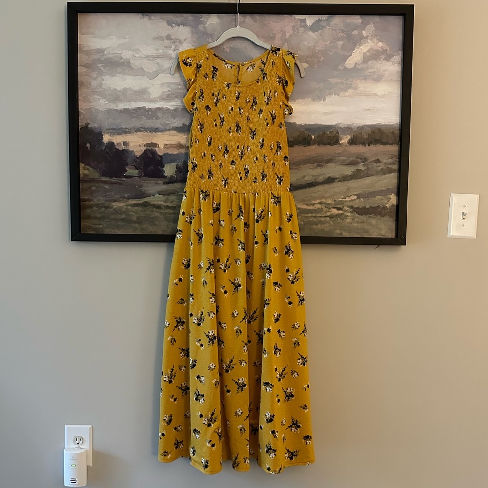 Code X Mode Smocked maxi dress with pockets